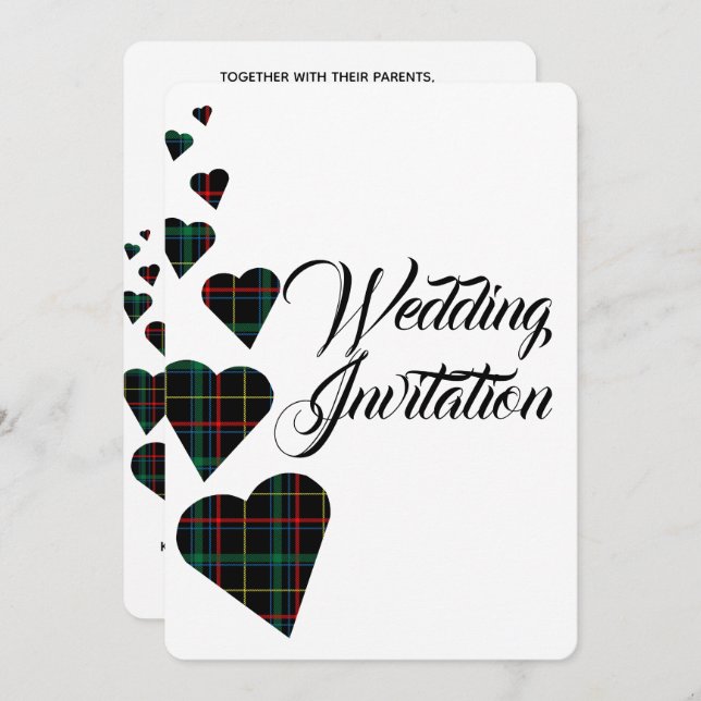 Einladung zur Hochzeit von Green Tartan (Vorne/Hinten)