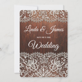 Einladung zur Hochzeit von Holz und Spitzen