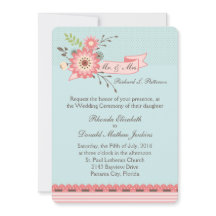 Einladung zur Hochzeit von hübschem Blau und Koral