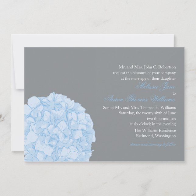 Einladung zur Hochzeit von Hydrangea (Vorderseite)