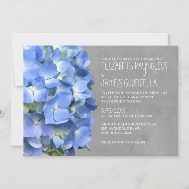 Einladung zur Hochzeit von Hydrangea (Vorderseite)