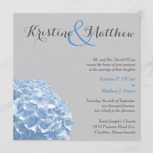 Einladung zur Hochzeit von Hydrangea - Blau und Gr