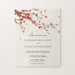Einladung zur Hochzeit von Kirschblüten Puzzle<br><div class="desc">Romantische und elegante Watercolor Cherry Blüten| Sakura Floral Wedding Einladung Jigsaw Puzzle. Für eine erweiterte Anpassung dieses Designs,  klicken Sie bitte auf die Schaltfläche "Anpassen" oben!  Matching-Elemente sind ebenfalls verfügbar.</div>