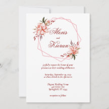 Einladung zur Hochzeit von Korallen & Blush Geomet