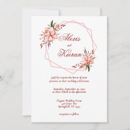 Einladung zur Hochzeit von Korallen & Blush Geomet
