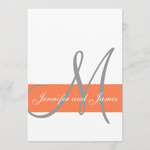 Einladung zur Hochzeit von Korallen Monogramm - N