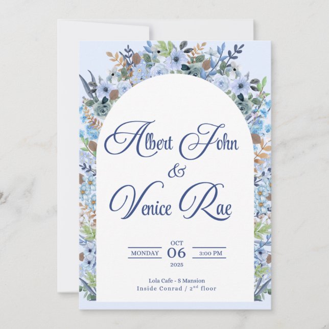 Einladung zur Hochzeit von Light Blue (Vorderseite)