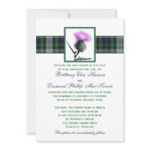 Einladung zur Hochzeit von lila grünem Tartan This