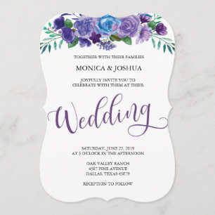 Einladung zur Hochzeit von lila und blauen Flüssen