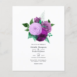 Einladung zur Hochzeit von lila und grünen Blumen Flyer