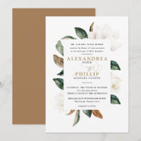 Einladung zur Hochzeit von Magnolien| weiß