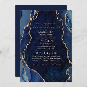 Einladung zur Hochzeit von Marmor und Gold Agate