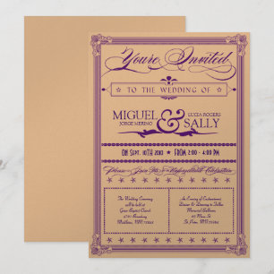 Einladung zur Hochzeit von Metallic Lila & Gold DI