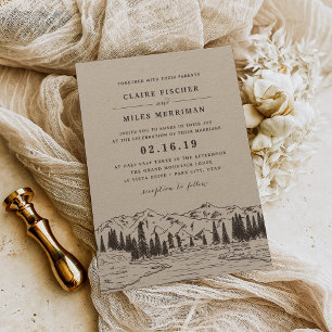 Einladung zur Hochzeit von Mountain Sketch Kraft