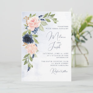 Einladung zur Hochzeit von Navy Blue Blush Pink Go