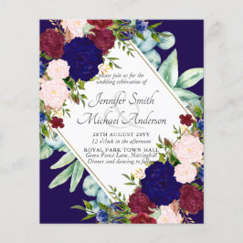 Einladung zur Hochzeit von Navy Blue Burgundy Pink