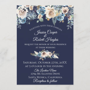 Einladung zur Hochzeit von Navy Blue Champagne