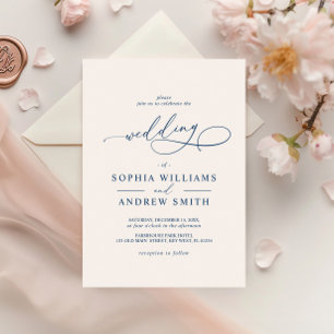 Einladung zur Hochzeit von Navy Blue Elegante Call
