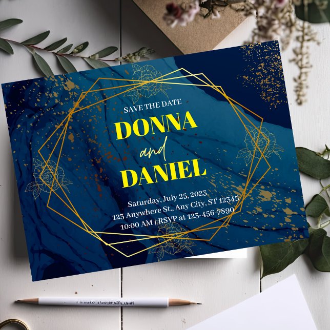 Einladung zur Hochzeit von Navy Blue Floral (Von Creator hochgeladen)