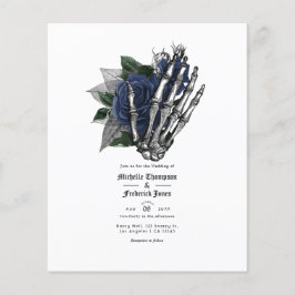 Einladung zur Hochzeit von Navy Blue Floral Gothic Flyer