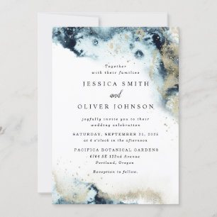 Einladung zur Hochzeit von Navy Blue & Gold