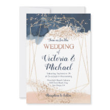 Einladung zur Hochzeit von Navy Blue Pink Blush Go