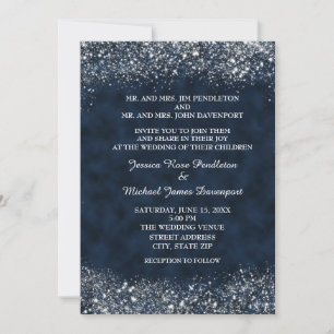 Einladung zur Hochzeit von Navy Blue und White Sta