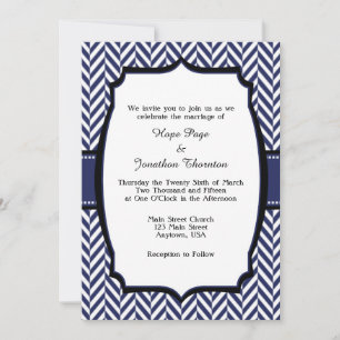 Einladung zur Hochzeit von Navy Blue White Herring
