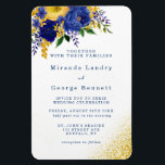 Einladung zur Hochzeit von Navy Blue Yellow Floral Magnet<br><div class="desc">Sie werden diese Mix- und Match-Sammlerstücke Liebe, einige Elemente sind unterschiedlich, wie z.B. marineblau und blau-wasserfarbene botanische Peonies-Blume und goldglänzender Glitzer auf einem sauberen und luftigen weißen Hintergrund. Auf der Rückseite der Karten haben nur eine blaue Aquarellfarbe mit allen Veranstaltungen. Florals und Glitzer. Einige können auch goldene geometrische Formen enthalten....</div>