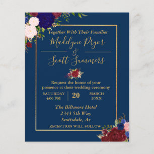 Einladung zur Hochzeit von Navy Burgundy Gold Fram