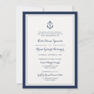 Einladung zur Hochzeit von Navy Monogram Anchor