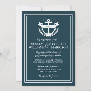 Einladung zur Hochzeit von Navy Nautical Anchor