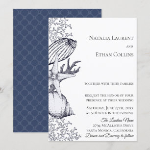 Einladung zur Hochzeit von Navy Nautical Seashells