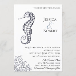 Einladung zur Hochzeit von Navy-Nautical-Seepferd