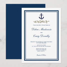 Einladung zur Hochzeit von Navy Nautical Style Anc