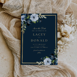 Einladung zur Hochzeit von Navy und Gold