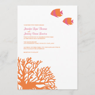 Einladung zur Hochzeit von Orangen und rosa Tropis