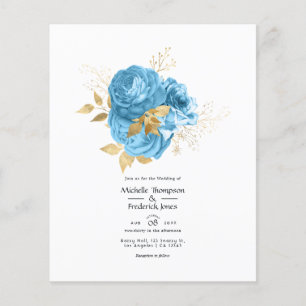 Einladung zur Hochzeit von Pastel Blue und Gold Fl Flyer