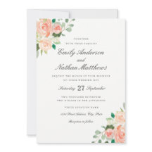 Einladung zur Hochzeit von Peach Blush Watercolor