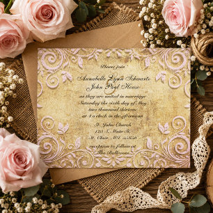 Einladung zur Hochzeit von Pink Vintage