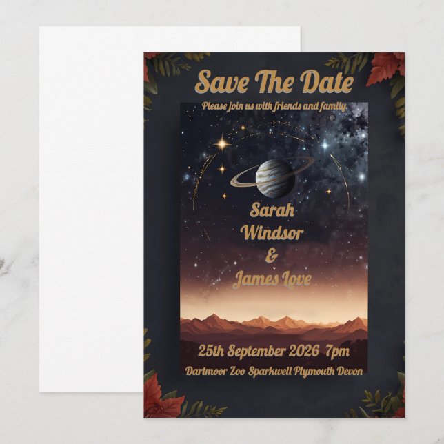 Einladung zur Hochzeit von Planeten (Vorne/Hinten)