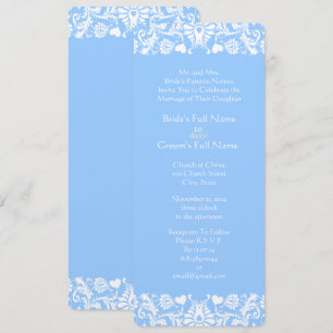 Einladung zur Hochzeit von Pulver Blue Damask
