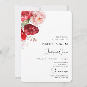 Einladung zur Hochzeit von Red Floral Spanish