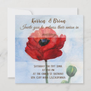Einladung zur Hochzeit von Red Poppy Watercolor