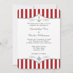 Einladung zur Hochzeit von Red White Gray Nautical