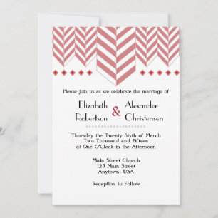 Einladung zur Hochzeit von Red White Herringbone