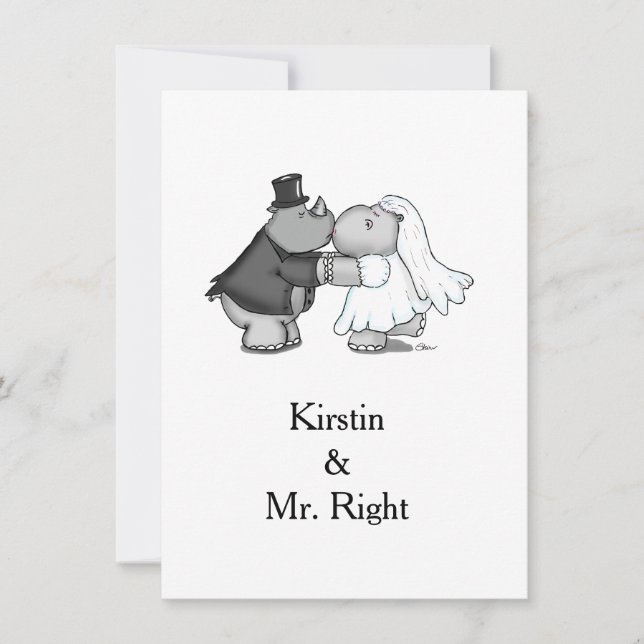 Einladung zur Hochzeit von Rhino und Hippo (Vorderseite)