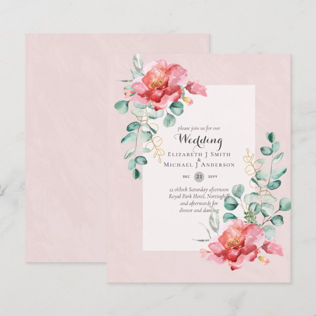 Einladung zur Hochzeit von Roten Flora mit geringe (Vorne/Hinten)