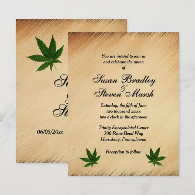 Einladung zur Hochzeit von Rustic Weed Tickets (Vorne/Hinten)