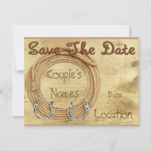 Einladung zur Hochzeit von Save the Date Western (Vorderseite)